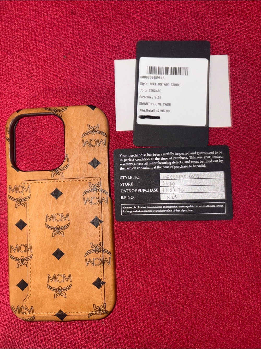 MCM Cognac Monogram Leather Phone Case with Card Slot iPhone 14
